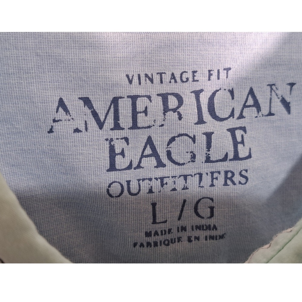 American Eagle Mens Vintage Fit Striped Button Down Shirt Mint Green Small 0668 - Picture 3 of 11